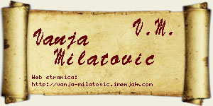 Vanja Milatović vizit kartica